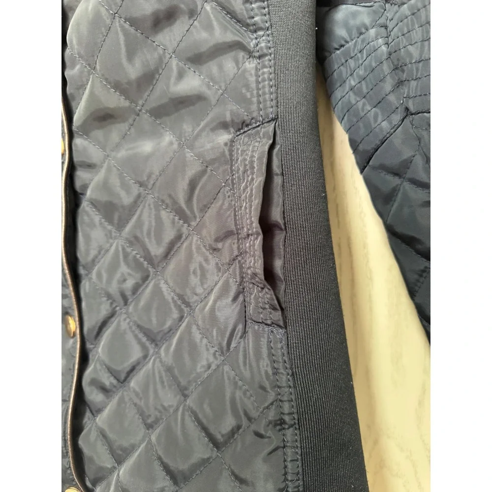 Kids Navy Blue Quilted Hooded Puffer Jacket Size L 12 Fall Jacket